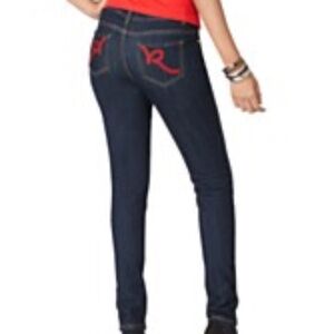NEW Y2K ROCAWEAR RED Rhinestone Denim Jean Jeggings STRETCHY 5